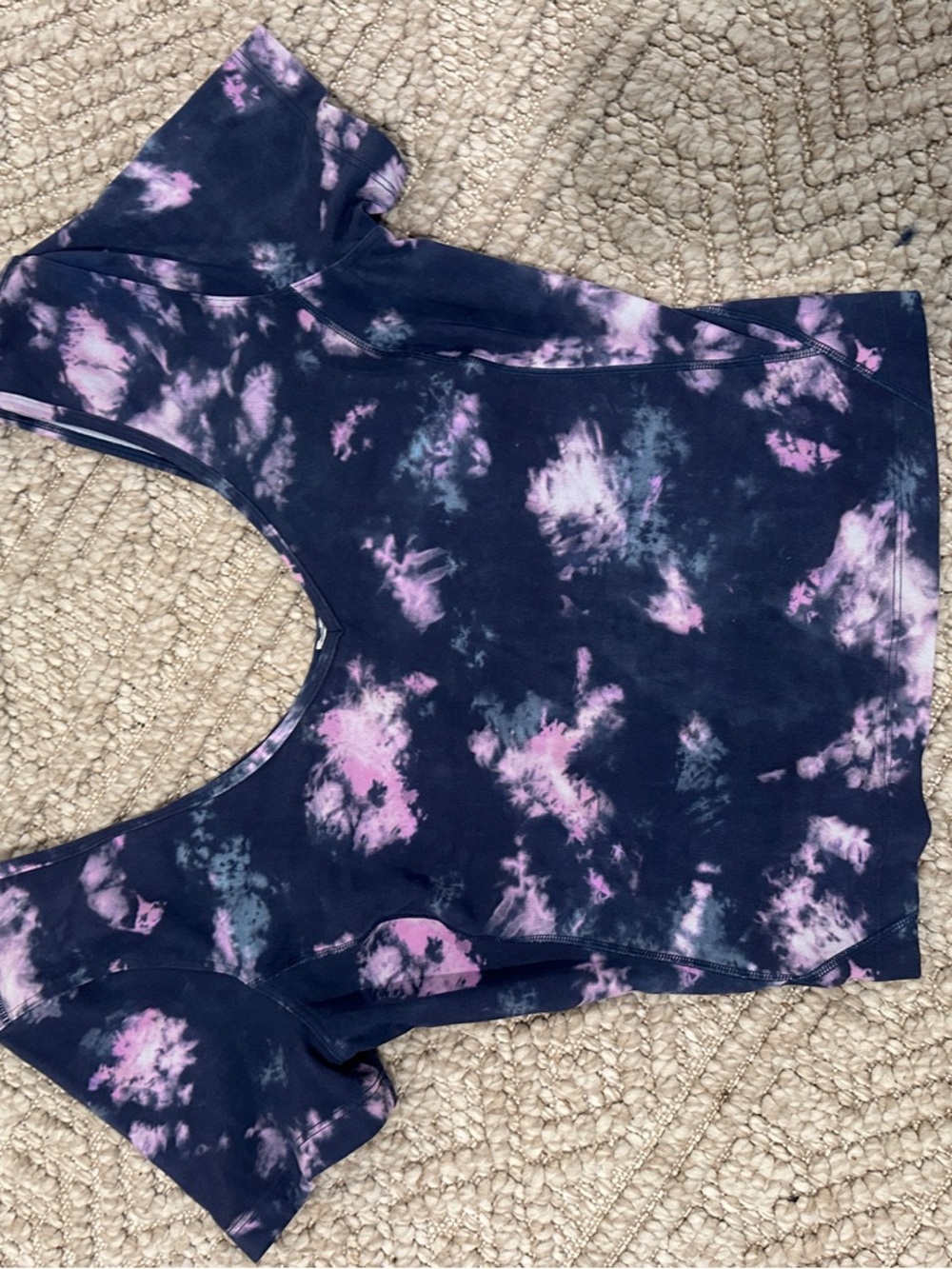 lululemon athletica Navy Tie-Dye Crop Top with Pink and Purple Accents